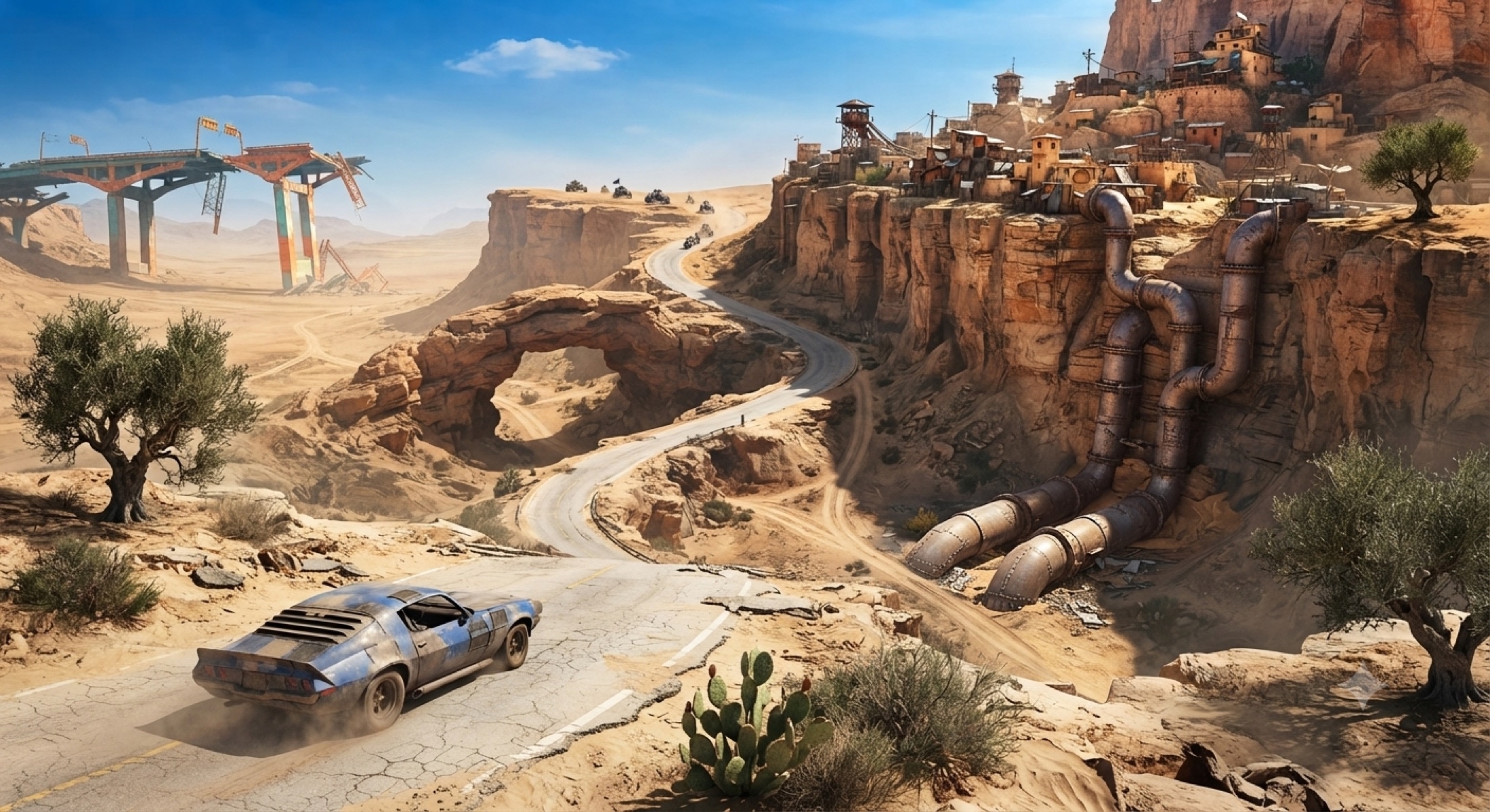 A town built into a canyon