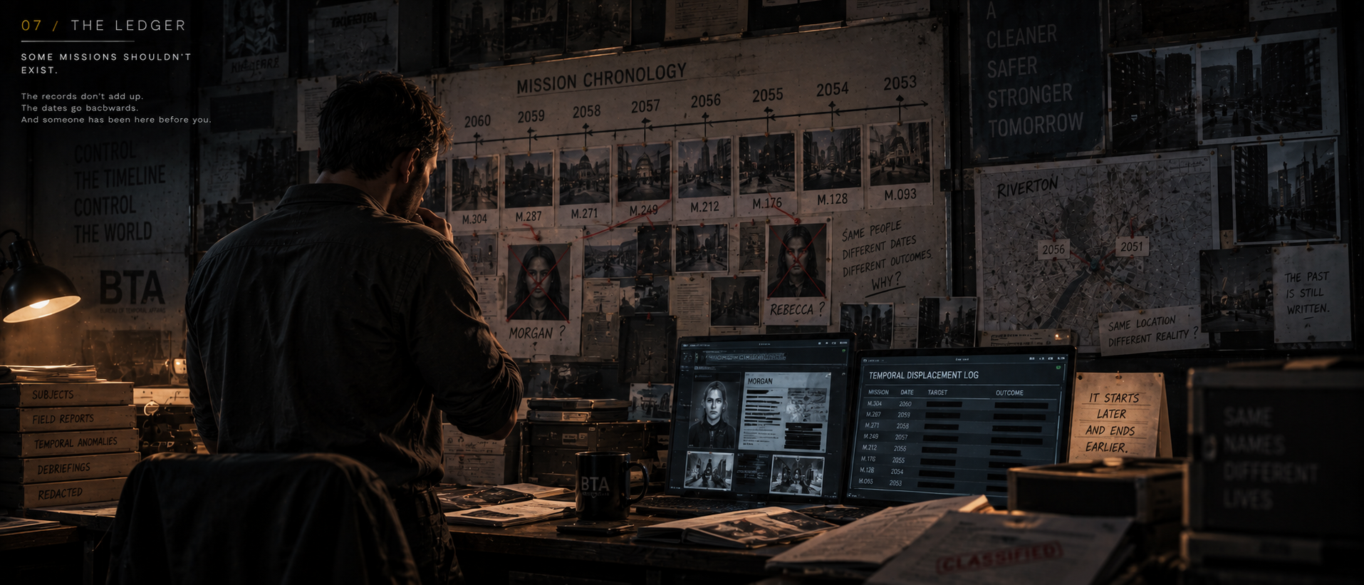 Danny reconstructing the reverse chronology of his missions
