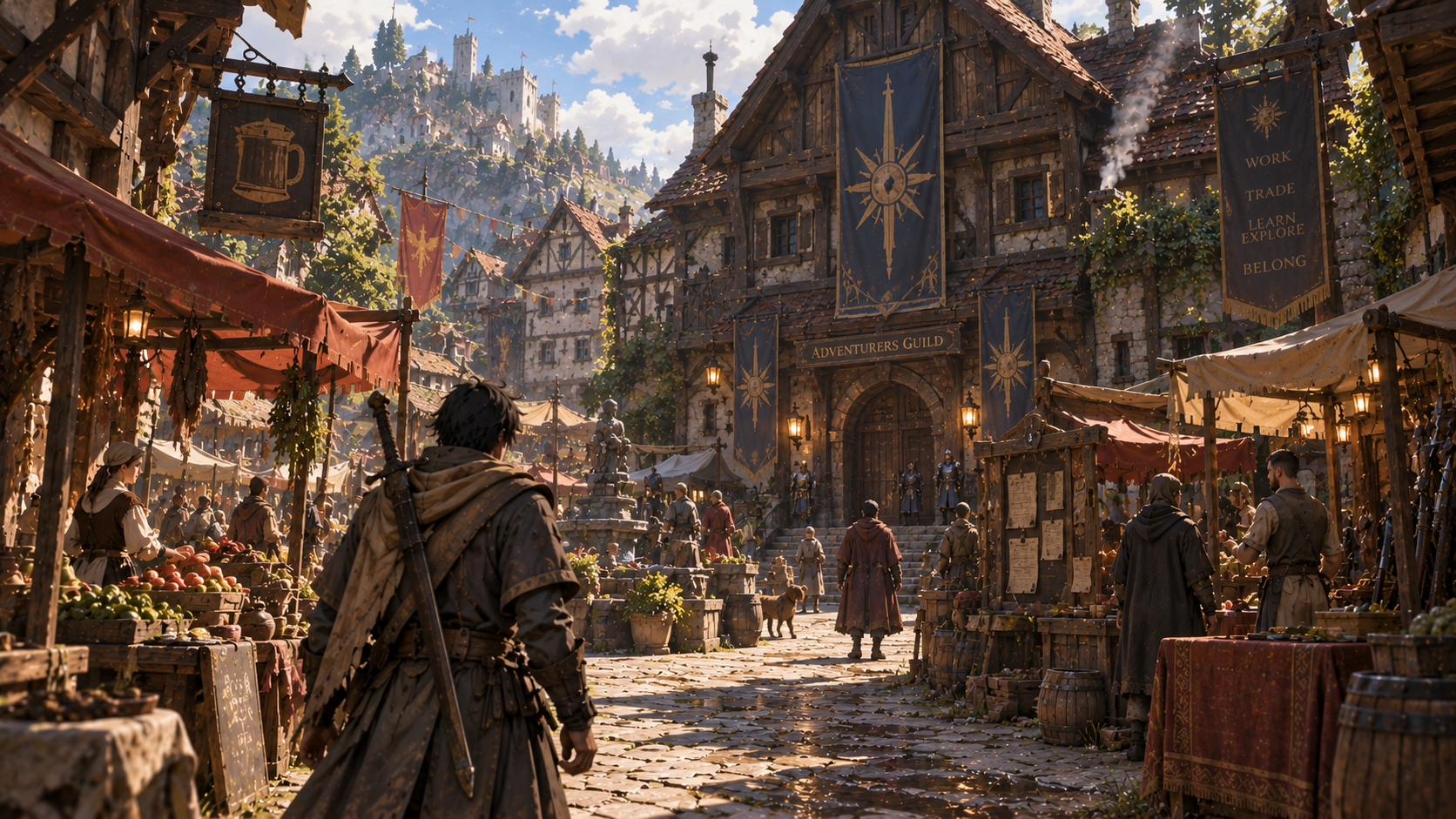 An adventurers guild and its public work board