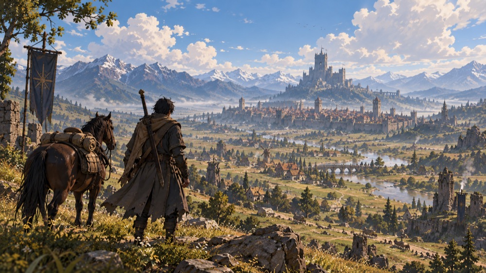 A new arrival overlooking the living world of Feudal Frontier