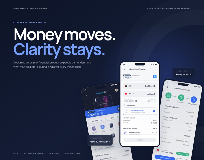 Comera Pay digital wallet screens