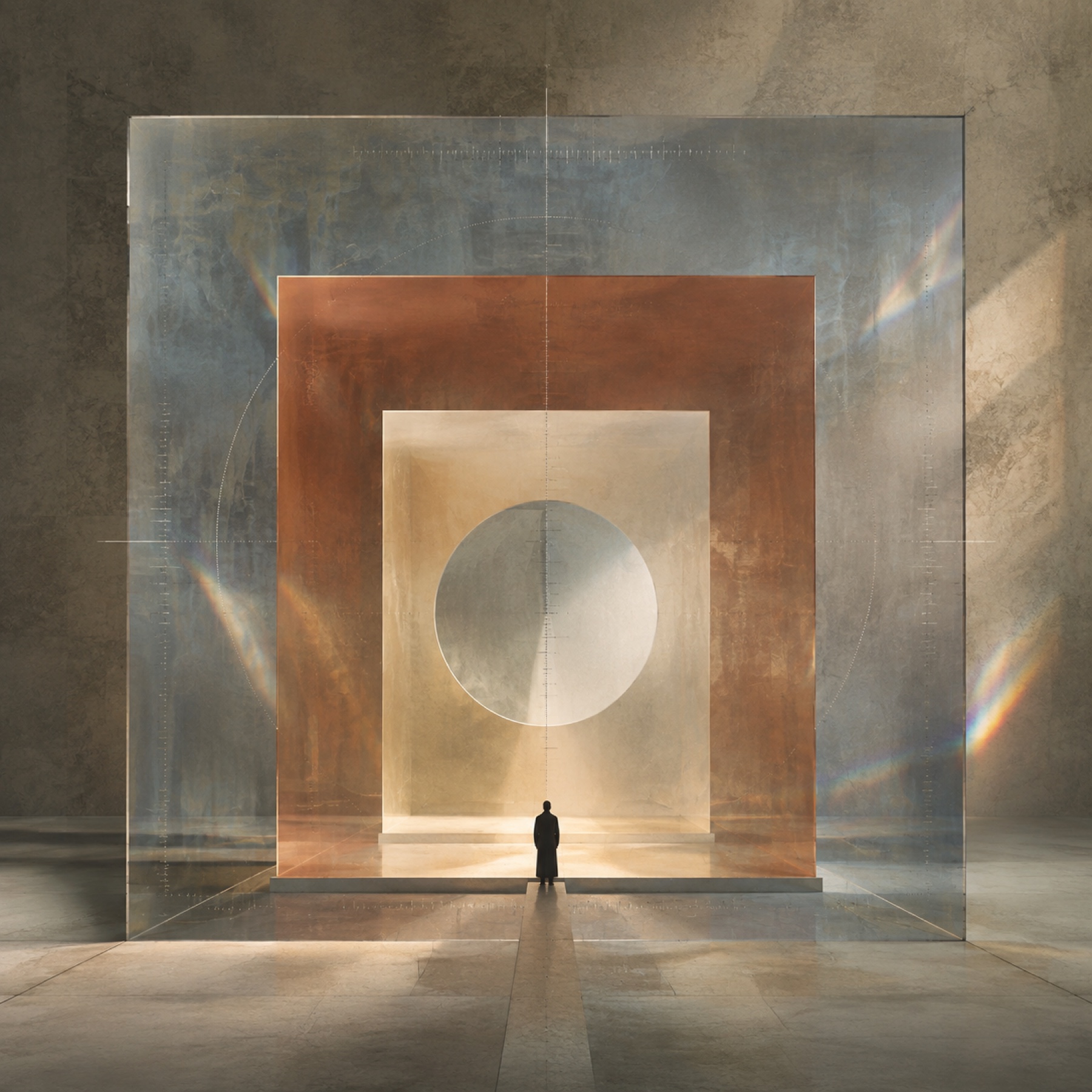Three nested perceptual spaces and an observer, created for Percepcism