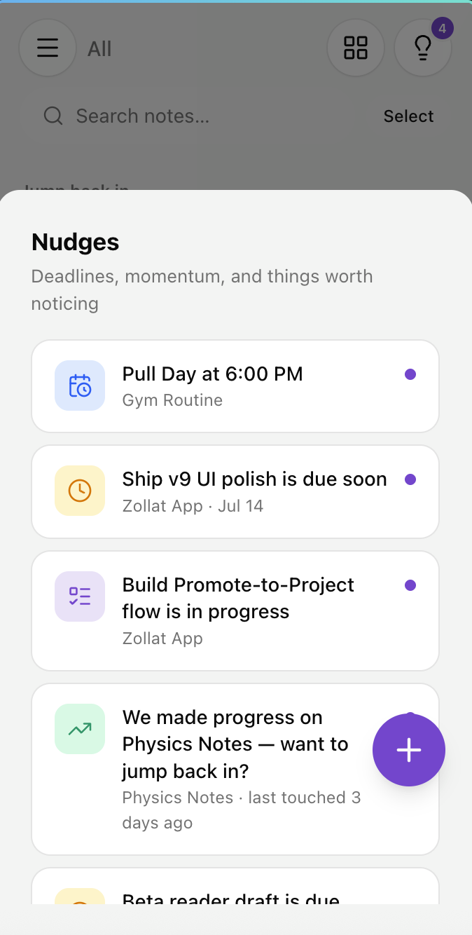 Project-aware nudges